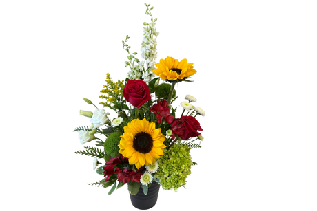 Sunflower and roses arrangment
