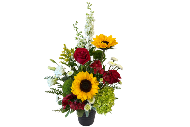 Sunflower and roses arrangment