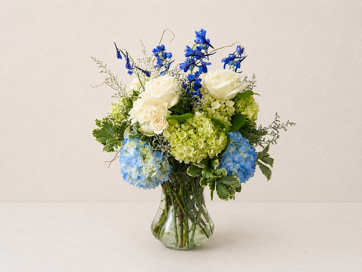 Blue Hydrangea Arrangement Denton Texas