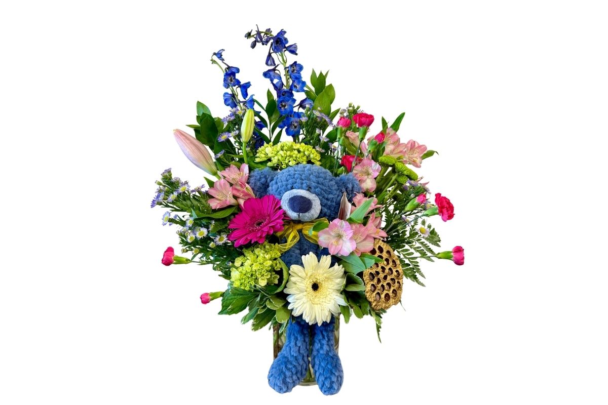 Blue Teddy Bear Arrangement Denton Florist
