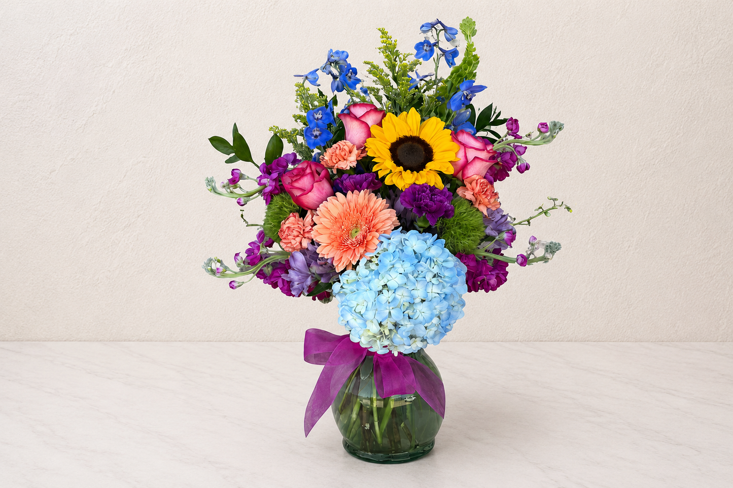 denton florist bright and cheery flower arrangment