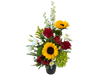 Sunflower and roses arrangment
