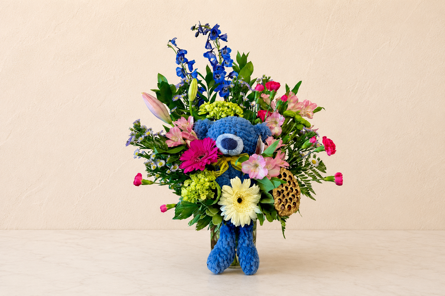 Flower Arrangement with Bear Denton Texas