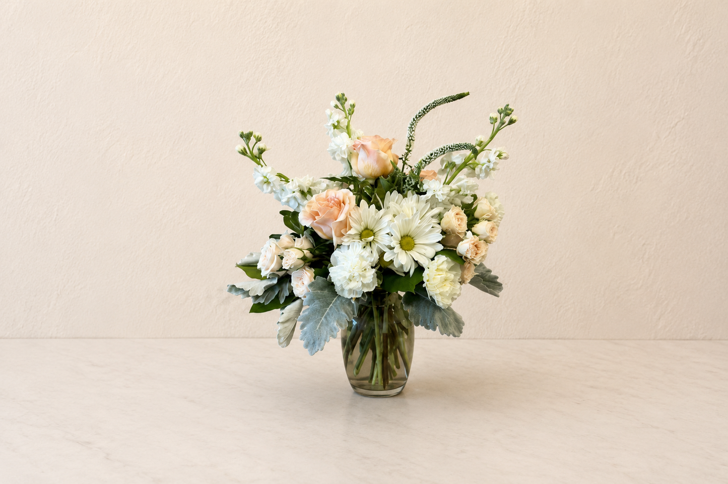 peach rose arrangement denton texas